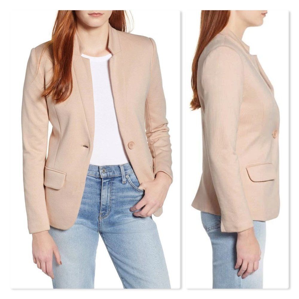 Gibson Notch Collar Cotton Blend Blazer size XS in Pink